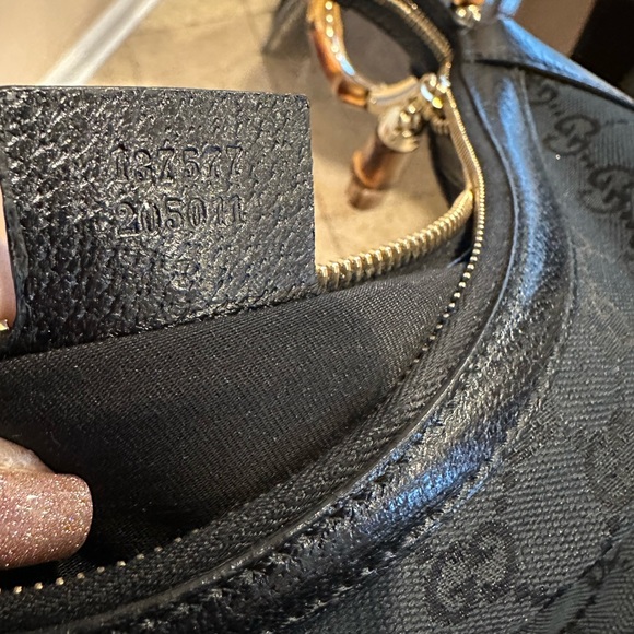 Gucci Bamboo Ring Half Moon Medium Black Canvas - Picture 8 of 13